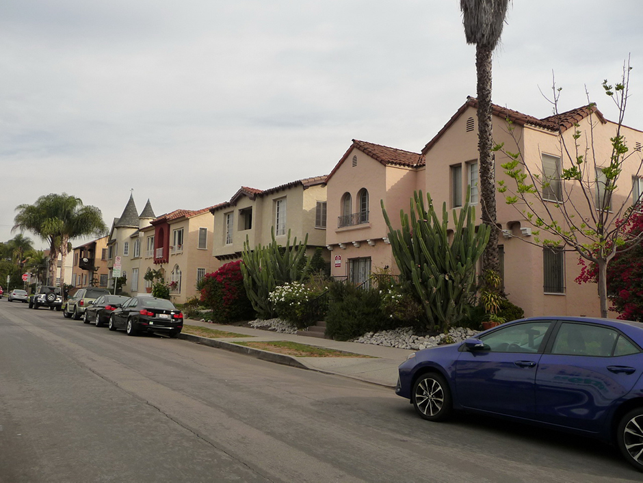 Side street view of LA County Beverly Fairfax Historic District