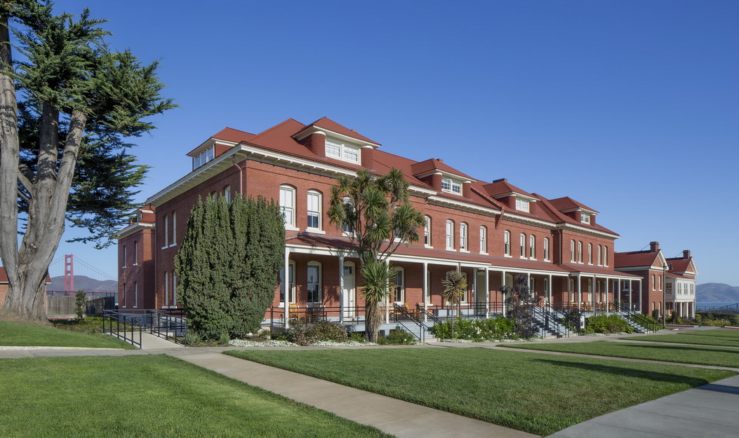 Image of a beautiful sunny day, side view of the Lodge at Presidio