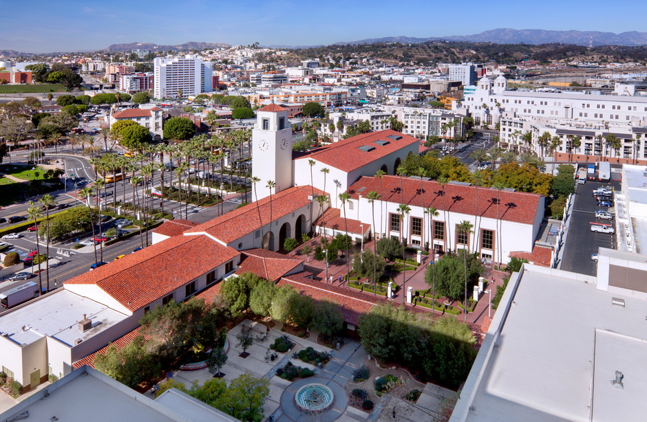 An bird's eye view of LA Union Station